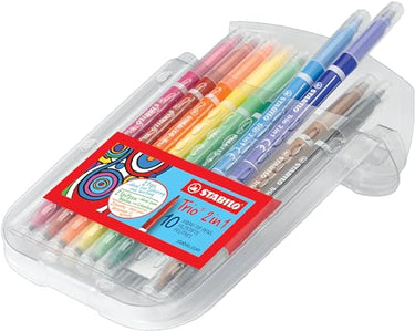 Filzstift und Fineliner in einem - STABILO Trio 2 in 1 - 10er Pack - mit 10 verschiedenen Farben im Sale